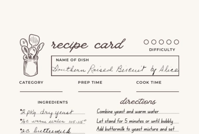 transfer handwritten recipes to digital copies